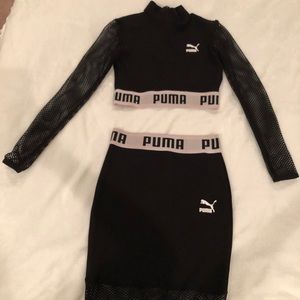 Puma 2 Piece Long Sleeve Fishnet Skirt Black XS